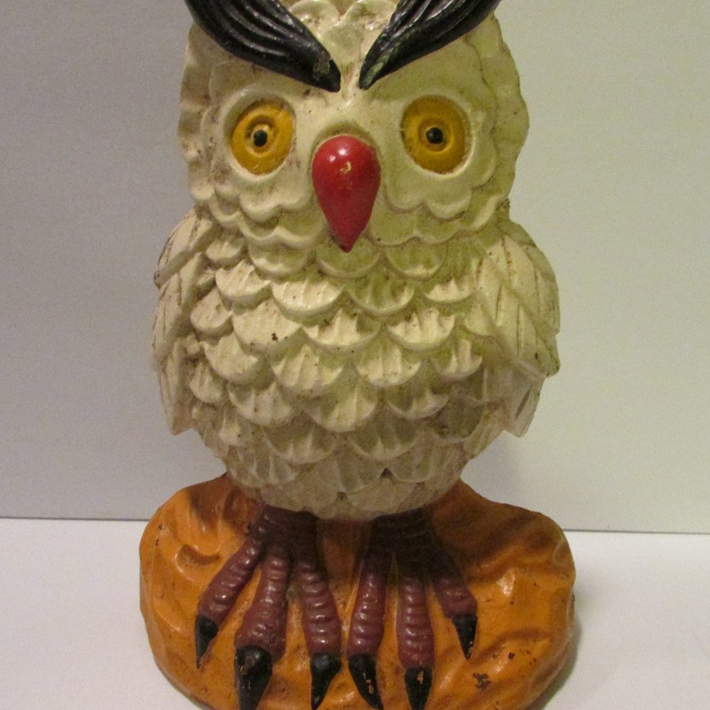 vtg cast iron owl door stopper Halloween nature adirondack cabin cottagecore - Picture 3 of 12